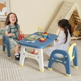 Costway Kids SCHOOL Table and 2 Chairs Set Activity Art Desk with