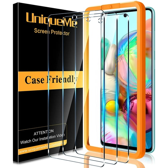 [3 Pack] UniqueMe Protecteur d'Écran pour Samsung Galaxy A71 5G / 4G Verre Trempé, [Cas Friendly] Dureté 9H [Alignement