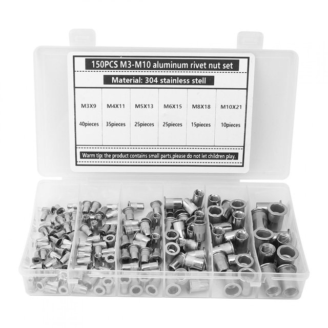 Tuerca de remache de acero inoxidable Tuerca de remache de varios tamaños resistente a la corrosión de acero inoxidable 304 Suministros de hardware de remachado para sujetar ANGGREK Otros