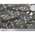 thumbnail image 3 of Soimoi Gray polyester Crepe Fabric Floral & Paradise Whydah Bird Print Sewing Fabric Yard 42 Inch Wide, 3 of 3