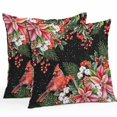 thumbnail image 2 of Throw Pillow Covers 18x18 Inch Set of 2, Cardinal Bird Waterproof Outdoor Pillow Covers, Winter Poinsettia Pine Cones Berry Black Decorative Cushion Pillowcases for Couch, Sofa, Bed, Garden, Patio, 2 of 9