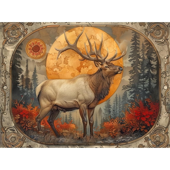 1000 Piece Jigsaw Puzzle for Adults Bull Elk Fall Forest Challenging Nature Wildlife Puzzle Rocky Mountain Big Game Perfect for Game Nights