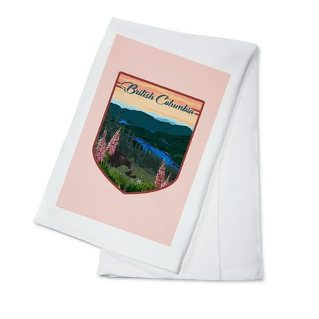 

British Columbia Canada Secret Cove Bear and Spring Flowers Contour (100% Cotton Tea Towel Decorative Hand Towel Kitchen and Home)