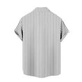 thumbnail image 4 of ZCFZJW Men's Casual Striped Button Down Shirts Short Sleeve Soft Cotton Summer Beach Hawaiian Shirt Loose Regular Fit Beach Vacation Tees Tops with Pockets Gray XL, 4 of 4
