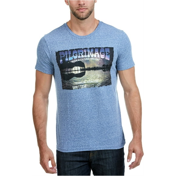 William Rast Mens Pilgrimage Graphic T-Shirt, Blue, Small