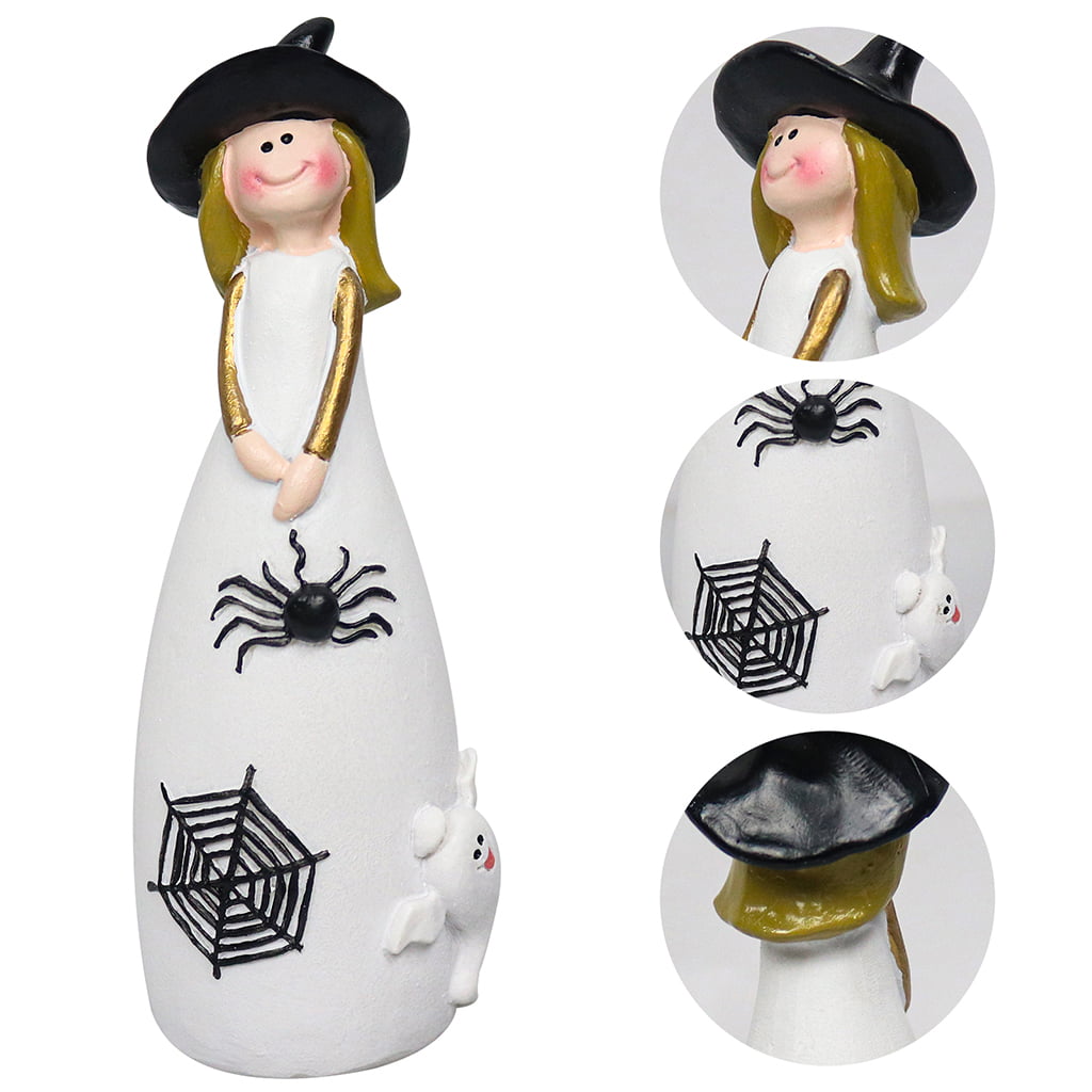 XINYTEC Halloween 3 Sisters Witch Figurine Cute Cartoon Wizard Resin Statue  Ornament 
