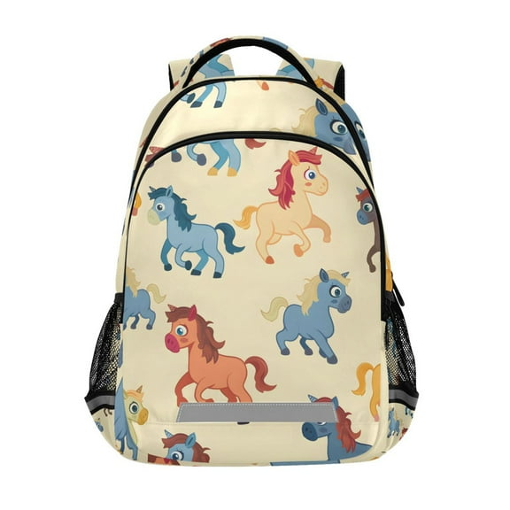 ALAZA Cartoon Horse Backpack Elementary School Bag Bookbag Travel Rucksack
