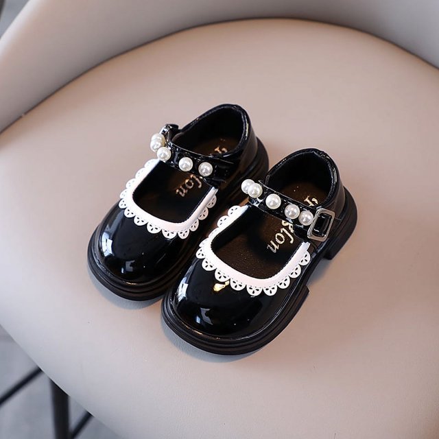 Zapatos de cuero para niñas, zapatos de rendimiento de cabeza redonda de charol para niñas de primavera, zapatos de rendimiento para actividades, zapatos de princesa