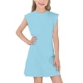 thumbnail image 6 of Jinhomg Sleeveless Summer Dress for Girls Casual Solid Midi Tank Dresses with Pockets Light Blue 11 Years, 6 of 9