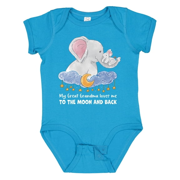 Inktastic My Great Grandma Loves Me to the Moon and Back Elephant Boys or Girls Baby Bodysuit
