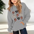 thumbnail image 2 of YDFCWXW Girl's Football Sweatshirt Graphic Hoodies Pullover Football Season Long Sleeve Tops with Pockets (Grey, 9-10 Years), 2 of 5