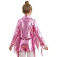 thumbnail image 4 of Manyakai Kids Girls Metallic Fringe Bomber Jacket Shiny Zipper Blazer Musical Party Performance Costume Pink 16, 4 of 7