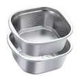 thumbnail image 2 of Juego de colador y bol de acero inoxidable, lavabo cuadrado para lavar, limpiar, enjuagar y lavar 4600 ml, 2 of 9