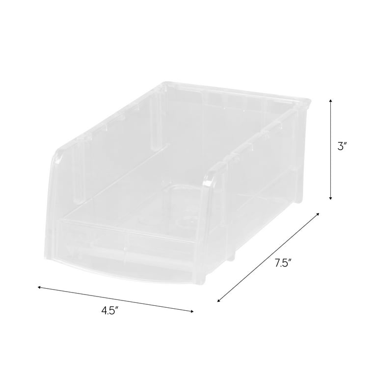 Iris USA Plastic Stacking Bin - Clear - 4.5 x 7.5 x 3 in