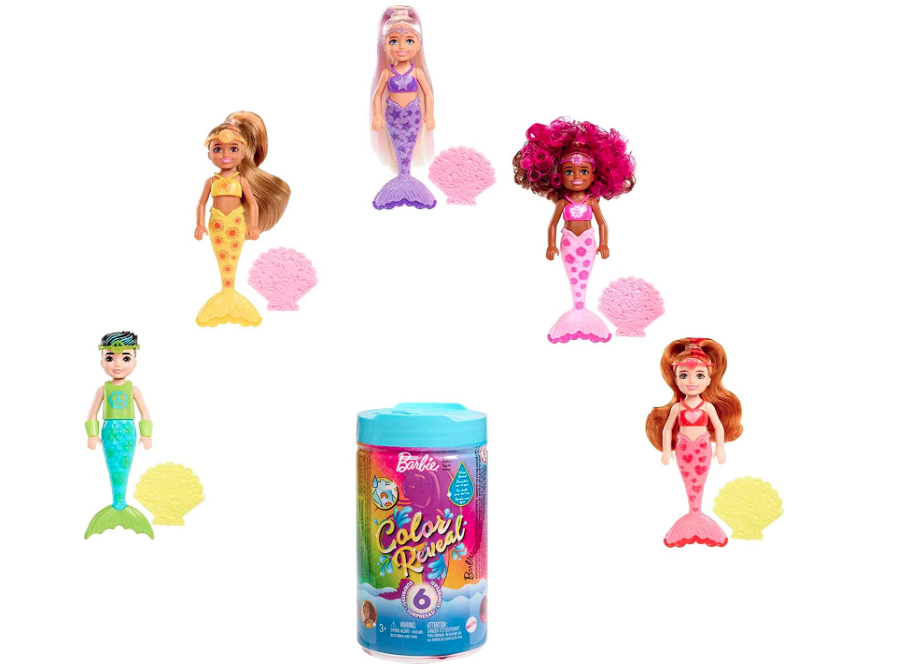 Barbie Chelsea Color Reveal Mermaid Doll with 6 Unboxing Surprises