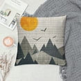 thumbnail image 2 of Qinduosi Mountain Landscape Throw Pillow Case, Mountain Mural, Sunset in Mountains, Birds Flying in Mountains Linen Square Throw Waist Pillow Case Decorative Cushion Cover Pillowcase Sofa White, 2 of 5