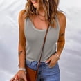 thumbnail image 2 of asdoklhq 2025 Summer Fall Womens Tops Clearance under $5 Women Sexy Casual Slim Fit Round-Neck Ribbed Sleeveless Solid Cami Tank Tops Shirts Gray M, 2 of 5