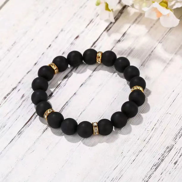 Pulsera de ocho planetas con piedra de estrella de la guarda y polvo esmerilado, pulsera de cuentas de cebra, joyería europea y americana
