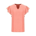 thumbnail image 5 of Summer Savings! TAGOLD Womens Plus Size Summer Tops,Womens Plus Size Tops,Women's Summer Fashion Casual V-Neck Solid Color Ruffe Short Sleeve Top Blouse Pink M, 5 of 5