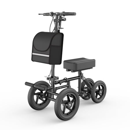 All Terrain Knee Scooter for Adults Foldable Knee Scooter for Foot Surgery Recovery with Storage Bag & Cup Holder 12" Front & 10" Rear Wheels