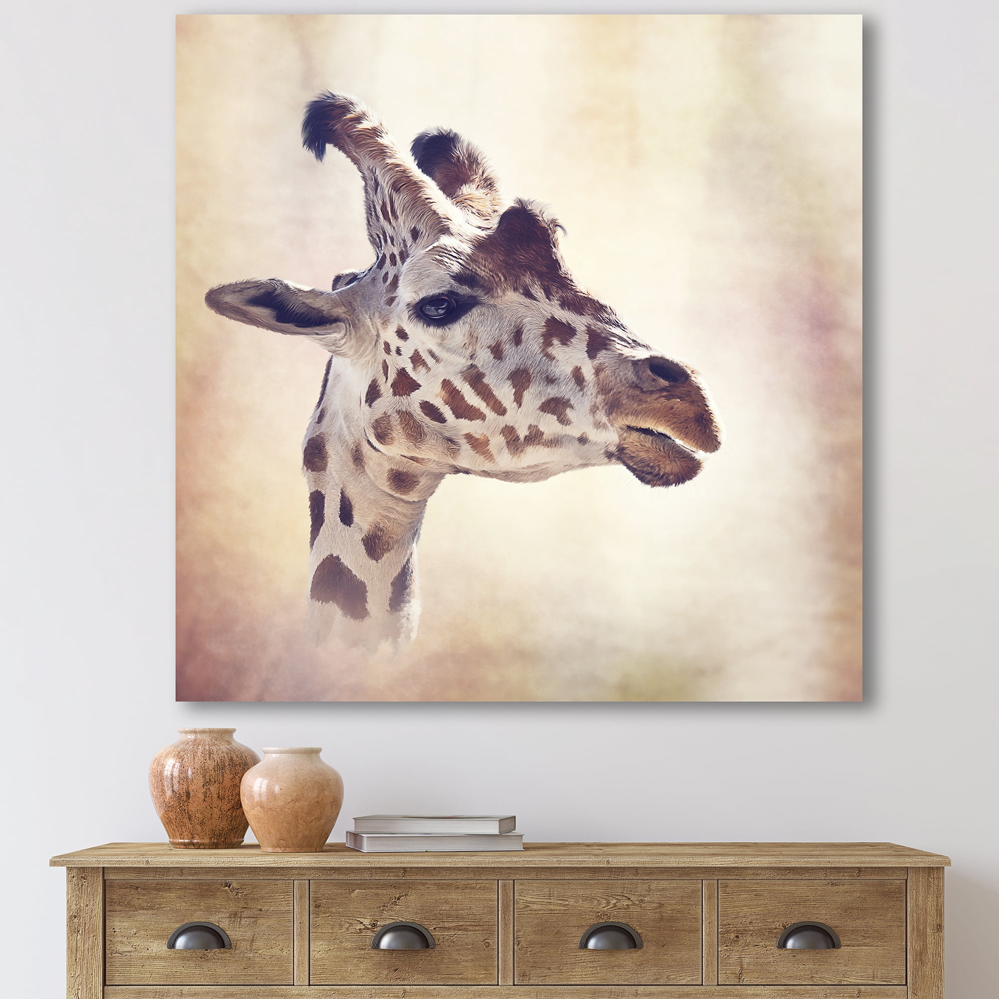 Close Up Portrait of A Giraffe VII 36 in x 36 in Photography Canvas Art Print, by Designart