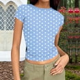 thumbnail image 2 of JGGSPWM Summer Crop Tops for Women Short Sleeve T Shirts Crop Tops Basic Slim Fit Gym Workout Y2k Clothes Pit Stripe Shirt Blue L, 2 of 6