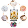 thumbnail image 6 of Yayeee 2 Pack Qtip Holder Bathroom Cotton Swab Canister with Lid Clear Dispenser Set, Beige Sunflowers, 6 of 6