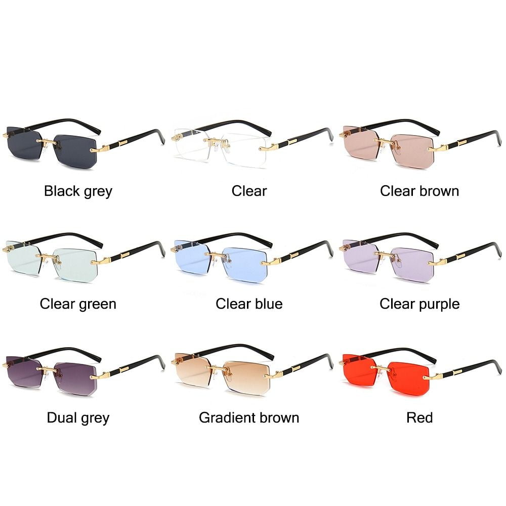 Vintage Trendy for Women & Men Y2K Rimless Rectangle Sunglasses