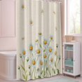 thumbnail image 5 of Shower Curtain Watercolor Daisy Leaf Shower Curtains for Bathroom Decor, Waterproof Polyester Shower Curtain Set with Hooks, Extra Long 72" x 78" Linen Texture, 5 of 9