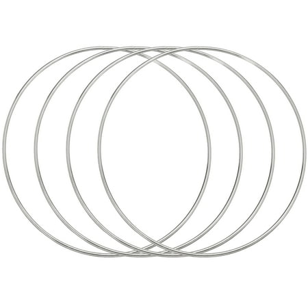 Uxcell 4Pcs Dream Catcher Rings, 7.9" Metal Hoops for Crafts Wreath Hoop Rings for Wall Hanging Crafts Home Decorations DIY Wedding Wreath Decor, Silver 7.6"