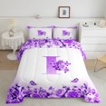 thumbnail image 2 of Erosebridal Letter Comforter Sets Queen Size For Teens,Rose Flower Bedding Queen Comforter Set,Butterfly Room Decorative,Reversible,Ultra Soft,3-Piece, 2 of 8