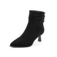 thumbnail image 5 of Womens Ankle Boots Pointed Toe Kitten Heels Beaded Zipper Casual Suede Slouchy Fall Winter Dress Booties Black 6, 5 of 5
