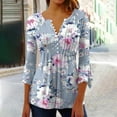 thumbnail image 2 of Womens Tops Short Sleeve Women's Fashion Printed T-Shirt 3/4 Sleeves Blouse-Neck Casual, 2 of 5