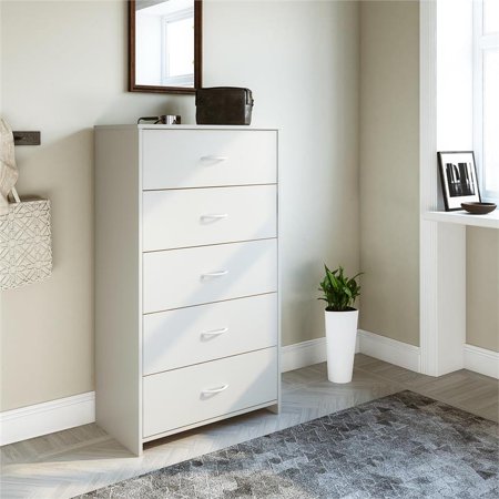 Ameriwood Home Classic 5 Drawer Dresser In White Walmart Com