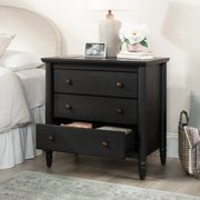 (2 pack) My Texas House Monroe 3-Drawer Nightstand with USB, Raven Black Oak
