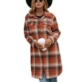 thumbnail image 2 of KOMOO Women Long Plaid Flannel Shirts Cardigan Long Sleeve Button Coat Jacket Loose Oversize Coat, 2 of 9