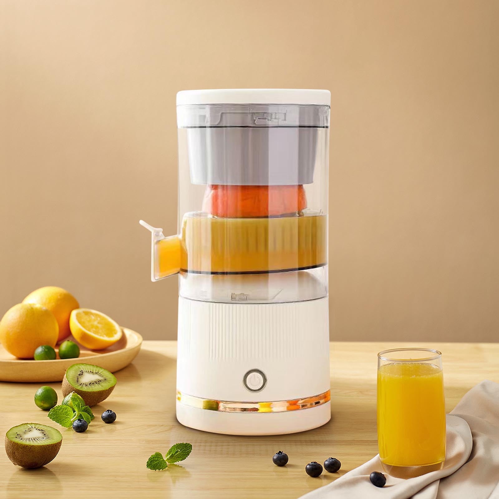 COM1950s Portable Juicer, USB Rechargeable Fruit Blender for Travel, Personal Smoothie Maker with Cleaning Brush, Cordless Mini Juice Machine for Fruits & Vegetables