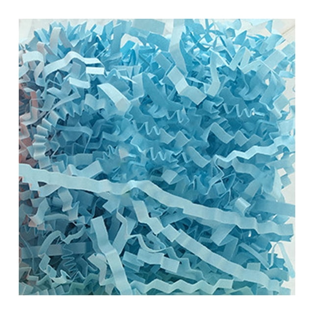 Injueey Raffia Grass Shredded Paper Llamativo confeti de bricolaje Relleno a prueba de golpes Kits de decoración para fiestas azul claro