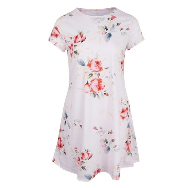 Informal Llamarada Floral A Línea Moderna Curvas Femeninas Ropa de S