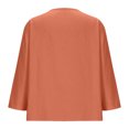 thumbnail image 5 of JSheng Summer Casual 3/4 sleeve Tops for Women New Solid Color V-neck 3/4 Sleeve Loose Cotton And Linen Top With Decorative Buttons Orange XXXL, 5 of 5
