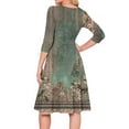 thumbnail image 5 of Women's Cocktail Dress Evening Dress 3/4 Sleeve Floral Print Vintage Wedding Guest Dress for Party Banquet Spring Fall,Army Green,L, 5 of 6