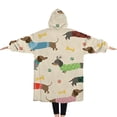 thumbnail image 2 of Oversized Wearable Blanket Hoodie,Colorful Funny Dachshund Sherpa Blanket Hoodie with Super Pockets,Super Warm Fuzzy Pullover for Women & Men, 2 of 6