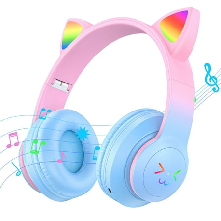 ABCPOW Kids Headphones with Microphone Wireless Headset Bluetooth 5.1 Foldable 94dB Safe Volume Stereo Adjustable Headband Earphones Over-Ear Wired Headphones for Girls/Boys/Children/School/Tablet