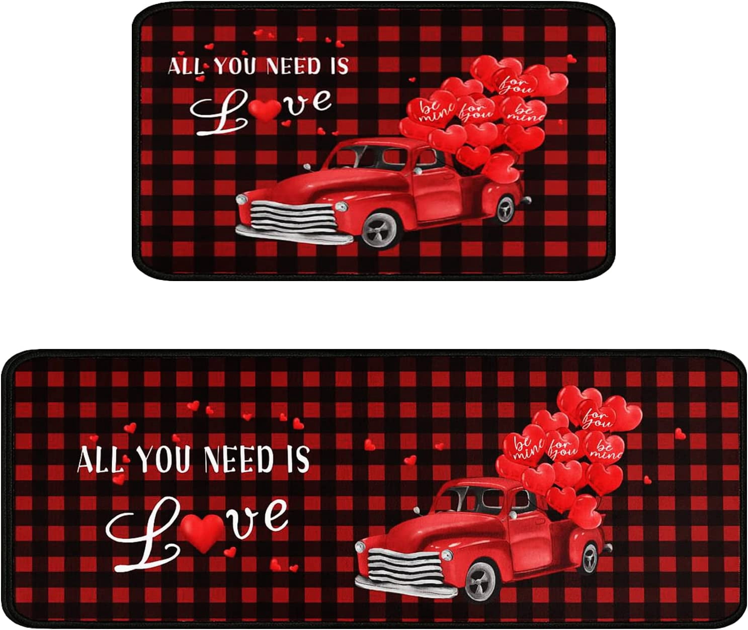 Faptoena Kitchen Rugs and Mats Sets of 2 ,Valentine''s Day Kitchen Rugs