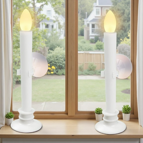 2pcs Remote Controlled Flameless Taper Candles with Automatic Timer and Suction Cups, Flickering Battery LED Candles for Year-Round Home Decor, Christmas Wedding Centerpiece