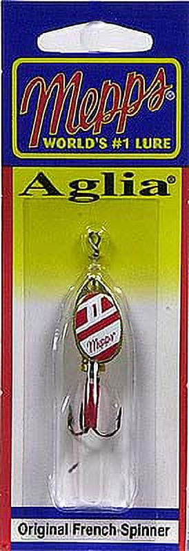 (2 pack) Mepps Plain Aglia Inline Spinner, 1/8 oz, Red and White