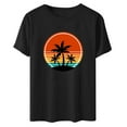 thumbnail image 4 of Short Sleeve Beach Tops Vintage Casual Tee Crewneck for Women Country Graphic Western Shirts Summer T Shirt Black S, 4 of 4