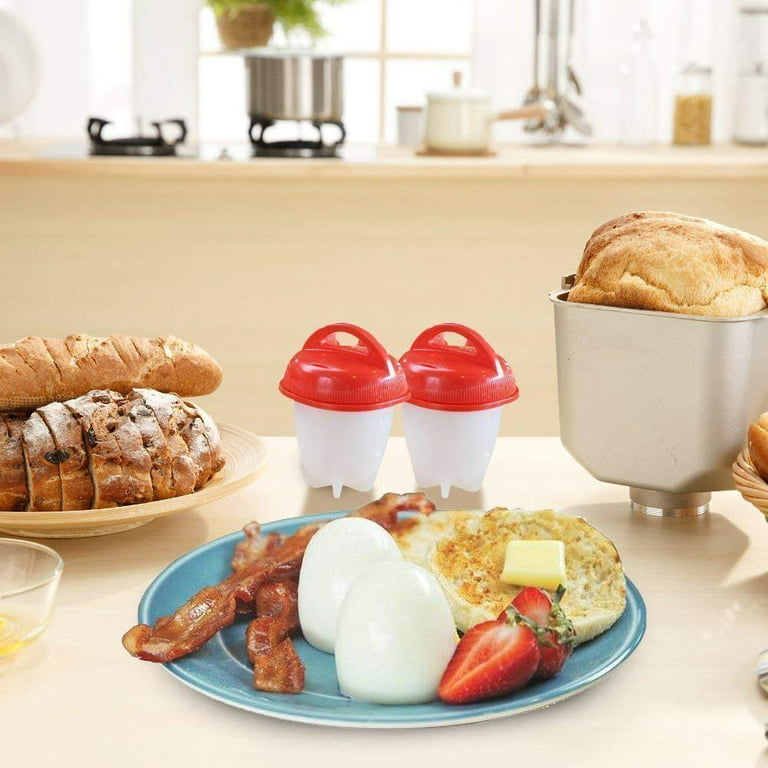 LA TALUS Egg Steamer Practical 4 Eggs Capacity Egg-shaped Simple White  Microwave Egg Boiler for Breakfast White
