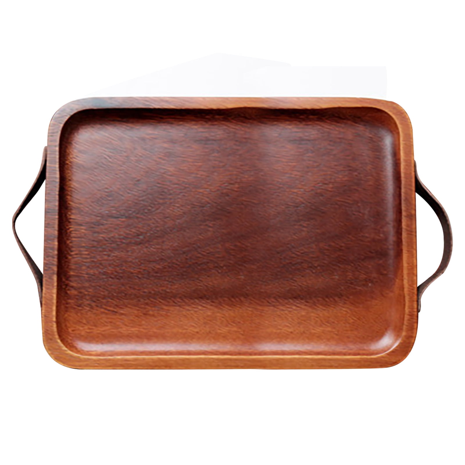 Famyfamy 1pcs Snack Tray Serveware Tea Cutlery Trays Cowhide Handle