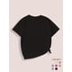 thumbnail image 2 of Camiseta de verano para niña con estampado de fresas - Bonita camiseta de manga corta con cuello redondo y hombros descubiertos, mezcla de poliéster transpirable, lavable a máquina, color beige con l, 2 of 5